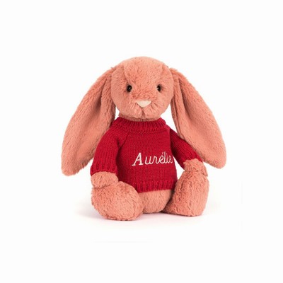 Jellycat Bashful Sorrel Bunny with Red Jumper Australia | 950423VJD